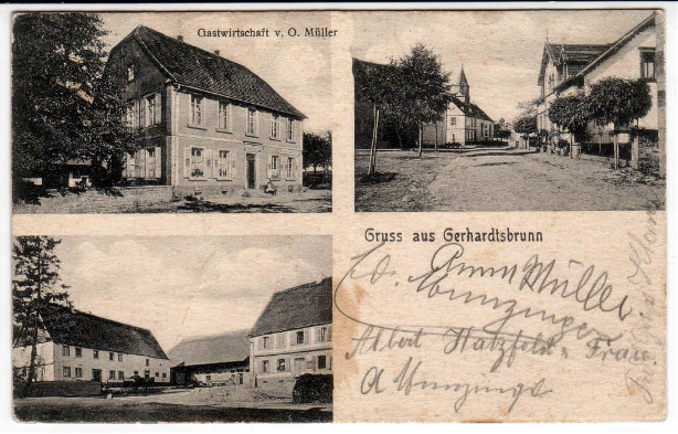 Karte mit Dorfansichten beschriftet